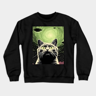 Cat Selfie With UFO Crewneck Sweatshirt